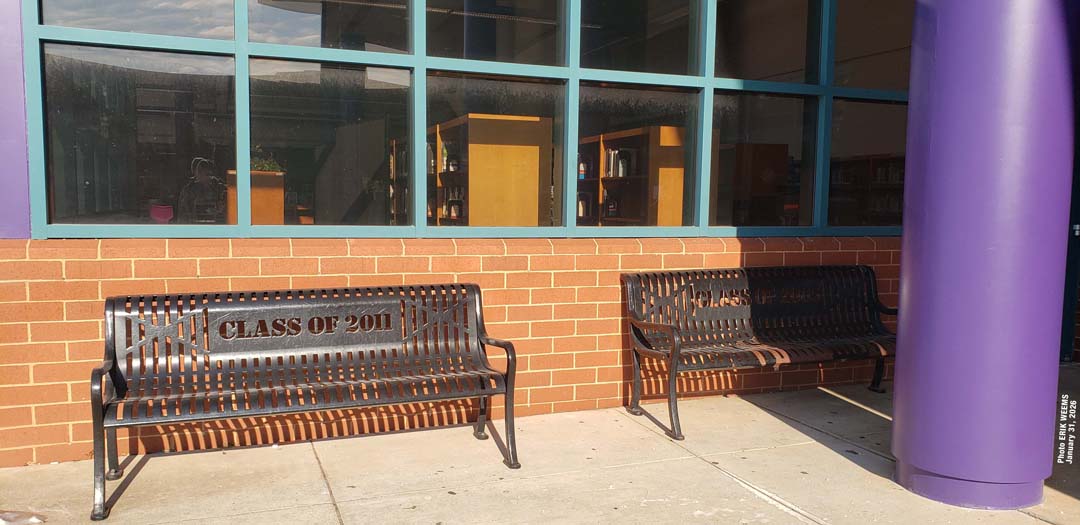 Chantilly High School steel benches outside the Media Center