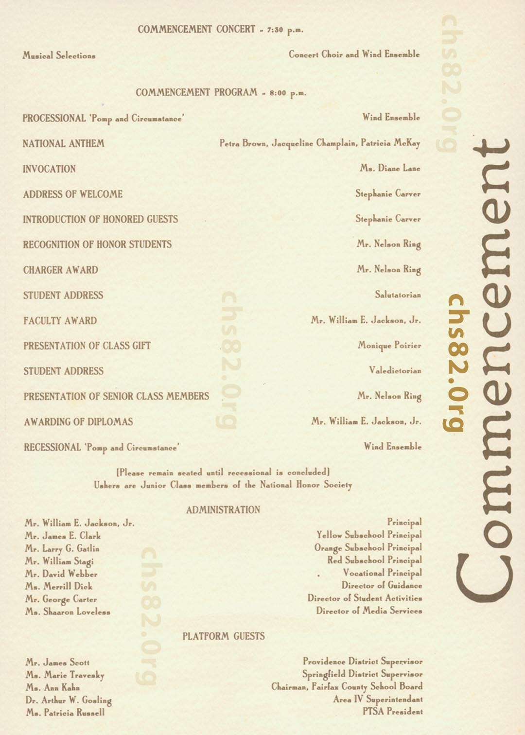 Chantilly High School Graduation Commencement 1982 - 5