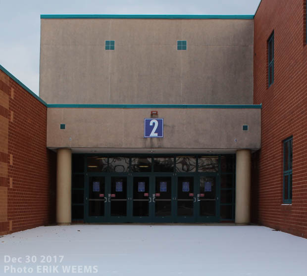 Snow at Chantilly High School Entrance Number 1