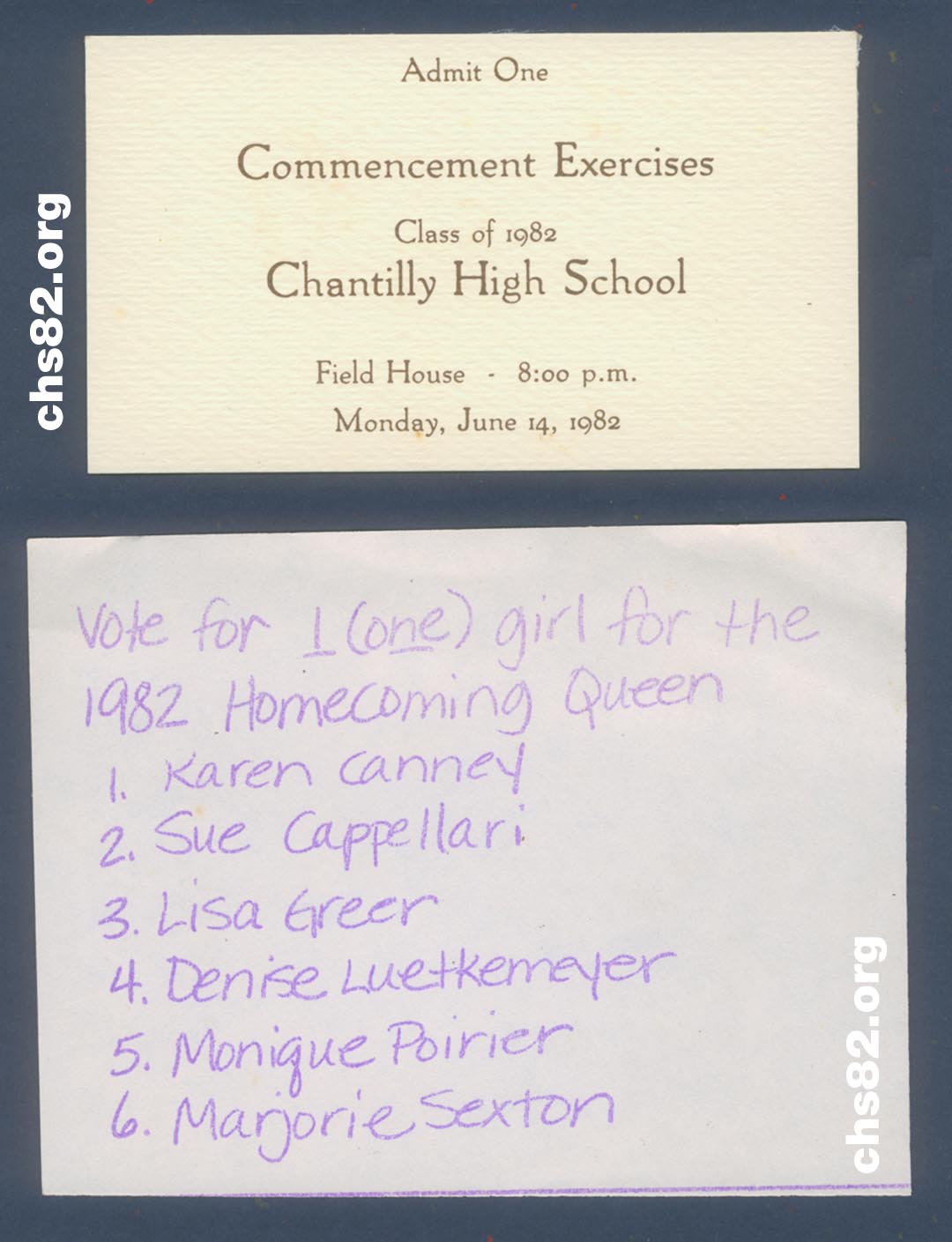 Homecoming Chantilly High School 1982 Class